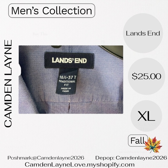 Lands' End Men's Light Blue Dress Shirt - Picture 5 of 8